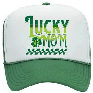 Lucky Mom Green and White Trucker Hat